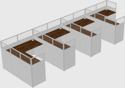Shared l-shaped cubicle