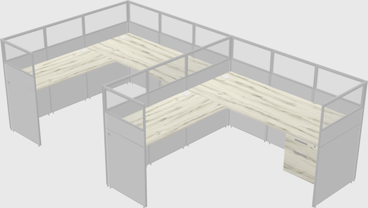 Shared l-shaped cubicle