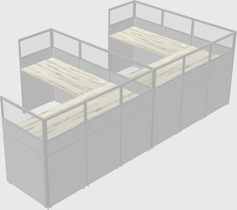 Shared l-shaped cubicle