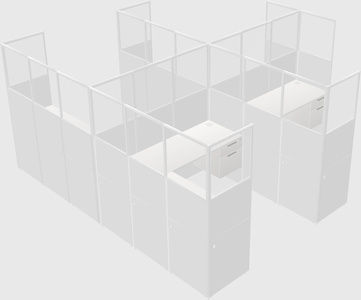 Shared l-shaped cubicle