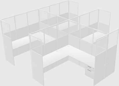Shared l-shaped cubicle