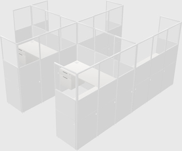 Shared l-shaped cubicle