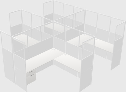 Shared l-shaped cubicle