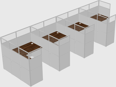 Shared l-shaped cubicle