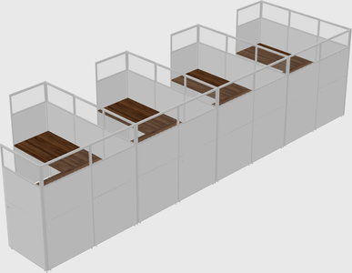 Shared l-shaped cubicle