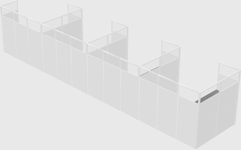 Shared l-shaped cubicle