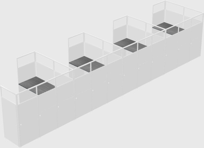 Shared l-shaped cubicle