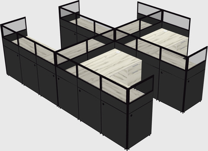 Shared l-shaped cubicle