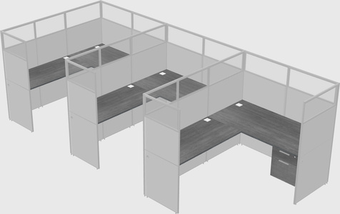 Shared l-shaped cubicle