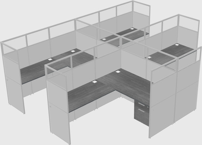 Shared l-shaped cubicle