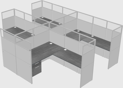 Shared l-shaped cubicle