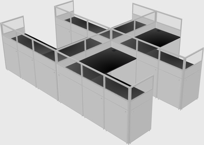 Shared l-shaped cubicle