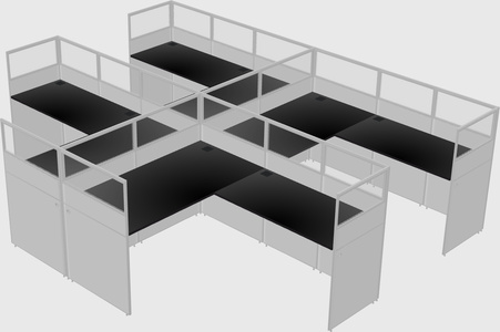 Shared l-shaped cubicle