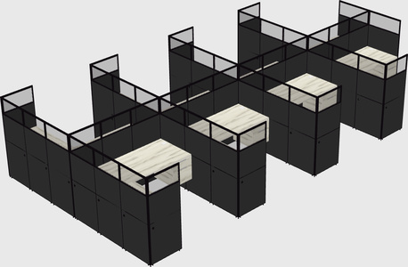 Shared l-shaped cubicle