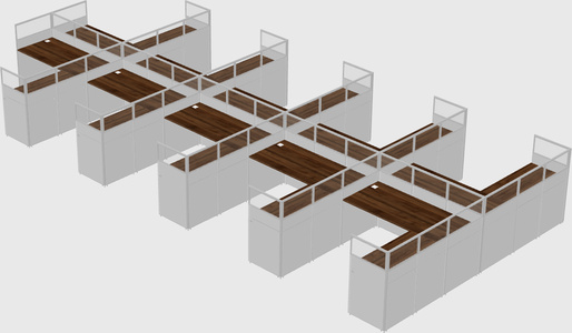 Shared l-shaped cubicle