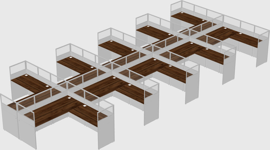 Shared l-shaped cubicle