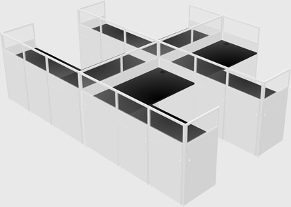 Shared l-shaped cubicle