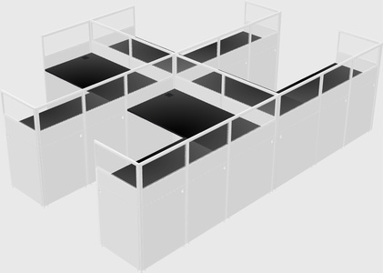 Shared l-shaped cubicle