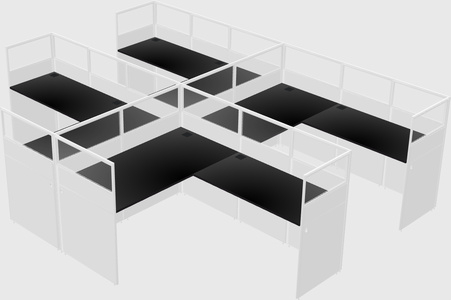 Shared l-shaped cubicle