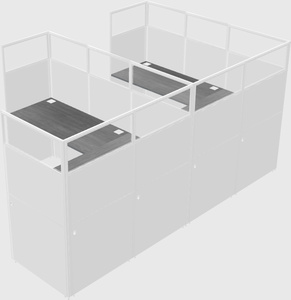 Shared l-shaped cubicle