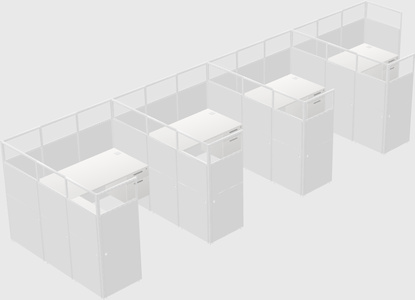 Shared l-shaped cubicle