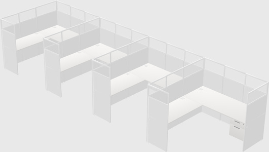 Shared l-shaped cubicle