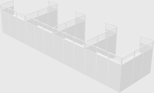 Shared l-shaped cubicle