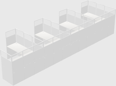 Shared l-shaped cubicle