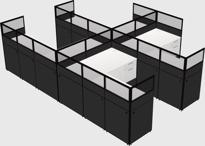 Shared l-shaped cubicle