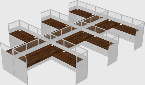 Shared l-shaped cubicle