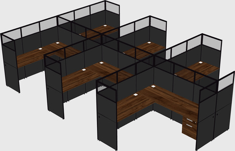 Shared l-shaped cubicle