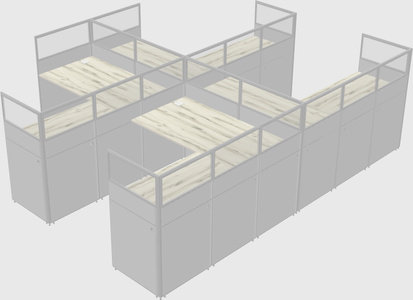 Shared l-shaped cubicle