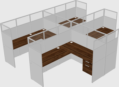 Shared l-shaped cubicle