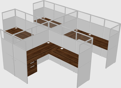 Shared l-shaped cubicle