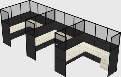 Shared l-shaped cubicle