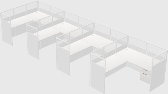 Shared l-shaped cubicle