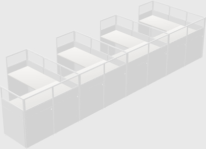 Shared l-shaped cubicle