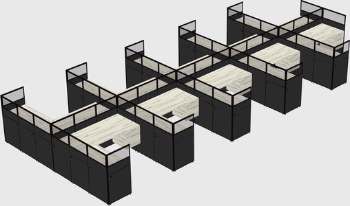 Shared l-shaped cubicle