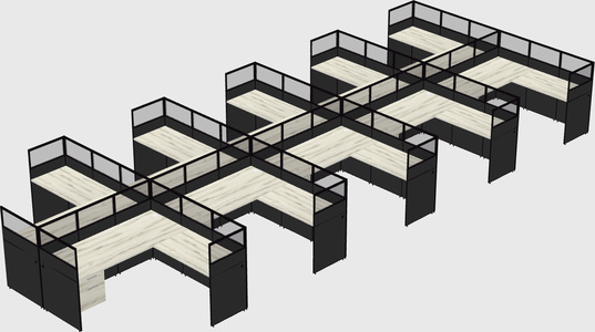 Shared l-shaped cubicle