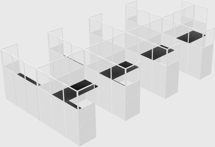 Shared l-shaped cubicle