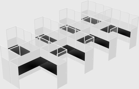 Shared l-shaped cubicle