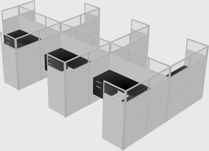 Shared l-shaped cubicle