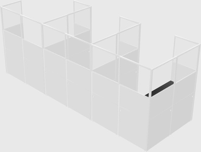 Shared l-shaped cubicle