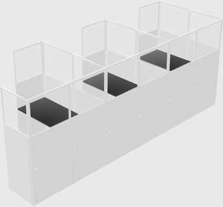 Shared l-shaped cubicle