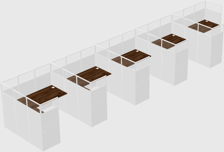 Shared l-shaped cubicle