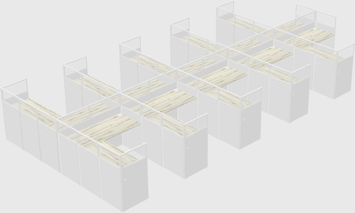 Shared l-shaped cubicle