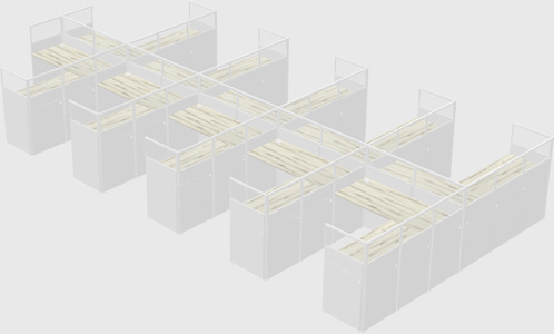 Shared l-shaped cubicle