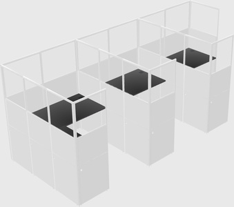 Shared l-shaped cubicle