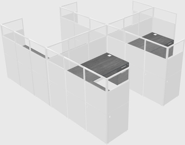 Shared l-shaped cubicle