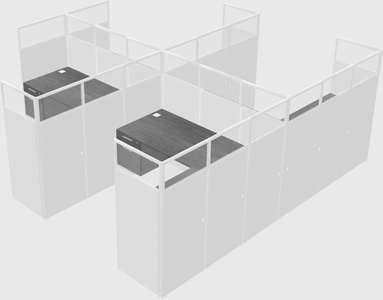 Shared l-shaped cubicle